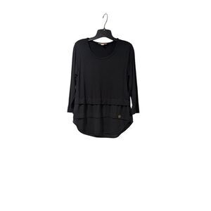 MICHAEL Michael Kors Black Chiffon Layered Illusion Round Neck Blouse Sz S